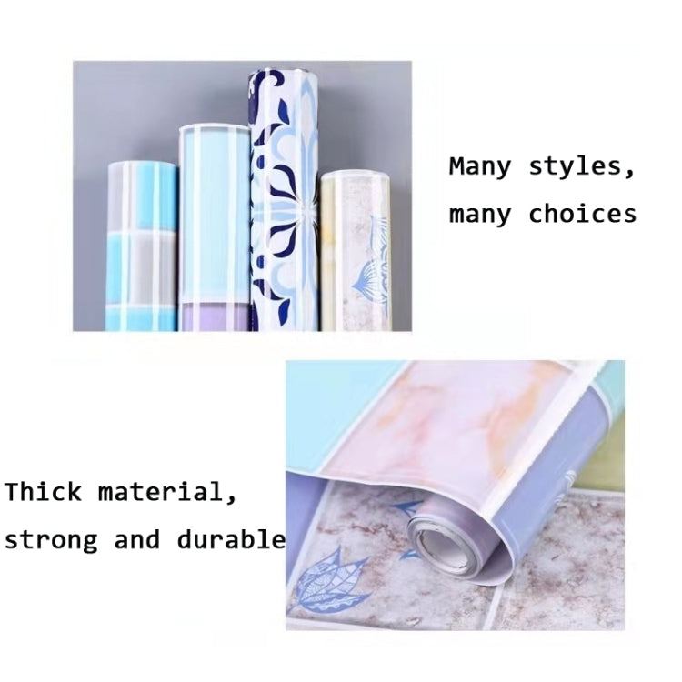 Kitchen Anti-Smoke Tile Wall Stickers Stove Wallpaper, Blossoming Flowers, Blue Ans White Porcelain, Purple Vine