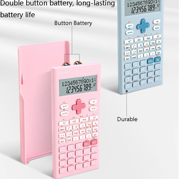 Deli 1700 Scientific Calculator Portable And Cute Student Calculator, White, Pink, Blue