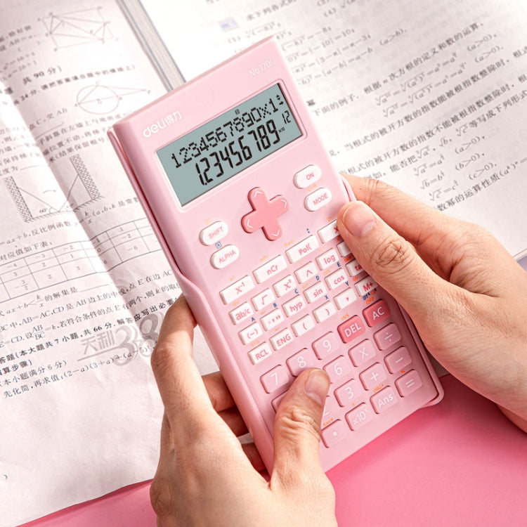Deli 1700 Scientific Calculator Portable And Cute Student Calculator, White, Pink, Blue