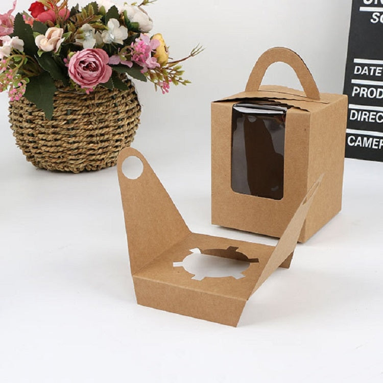 30 PCS Transparent Window 1 Piece Cardboard Portable Cup Cake Box Mousse Pastry Box, White, Marble, Cowhide Color, Blue, Black, Pink, Green, Red