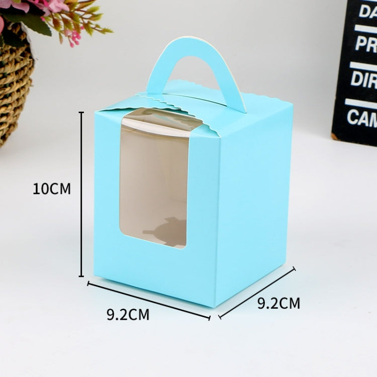 30 PCS Transparent Window 1 Piece Cardboard Portable Cup Cake Box Mousse Pastry Box, White, Marble, Cowhide Color, Blue, Black, Pink, Green, Red