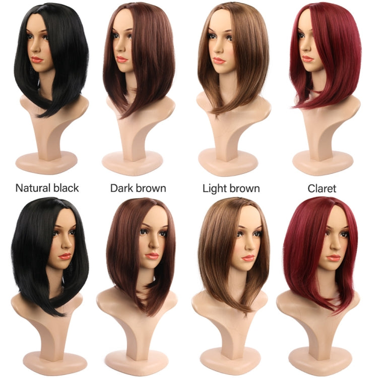 Ladies Short Hair Bobo Head Synthetic Hair Cover, Black, Red Wine, Light Brown, Dark Brown, Black Brown