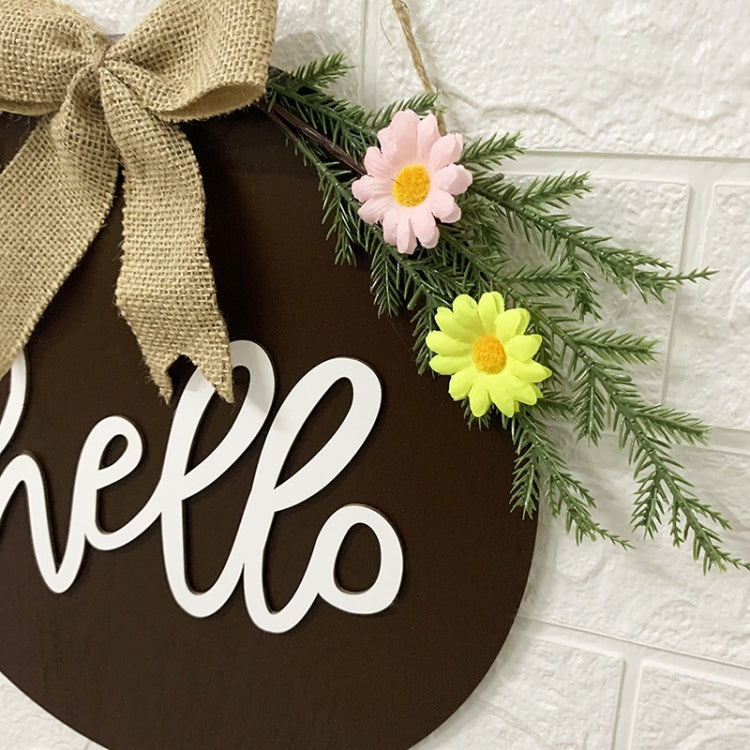 Home Decorations Easter Wreath Shooting Props Wreath Door Hanging, Brown Hello, Whiteboard Black Letter Welcome Sign, Dark Blue Welcome Wooden Sign, Dark Blue Easter Rabbit