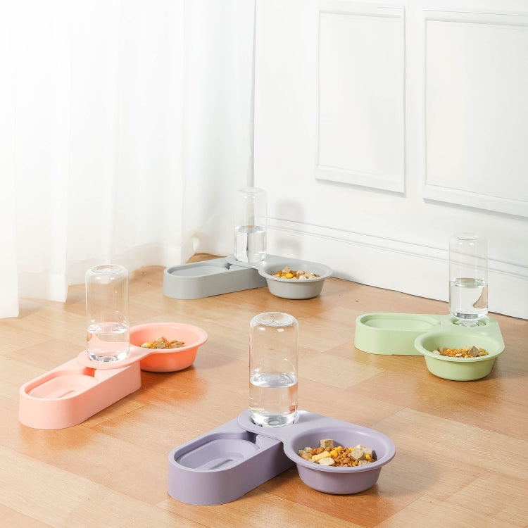 Pet Supplies Dog Cat Food Bowl Folding Rotating Double Bowl, Green Without Bowl, Purple Without Bowl, Pink Without Bowl, Gray Without Bowl, Green With Bowl, Purple With Bowl, Pink With Bowl, Gray With Bowl