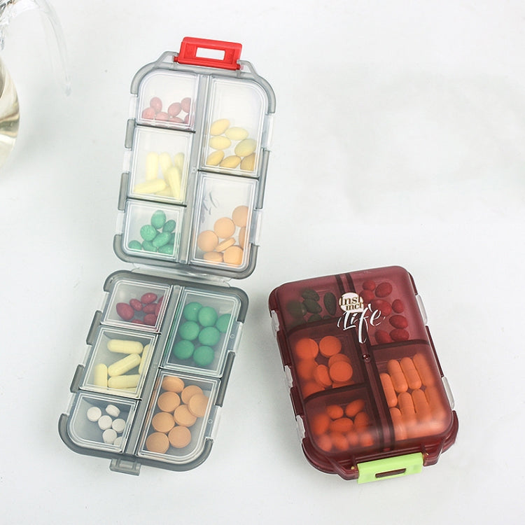 Mizi Small Pill Box Portable Dispensing Medicines Boxes, 10 Grid (Gray), 7 Grid (Grey), 7 Grid (Green)