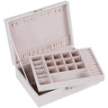 Multi-Layer Flip Cover With Lock Jewelry Box Solid Color Jewelry Desktop Storage Box, White, Red