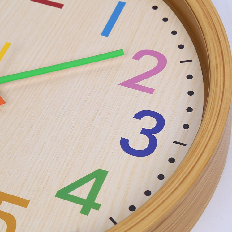12 Inch Living Room Creative Color Wood Grain Wall Clock Quartz Clock  Classroom Children  Personality Wall  Clock, Wood Grain Wall Clock