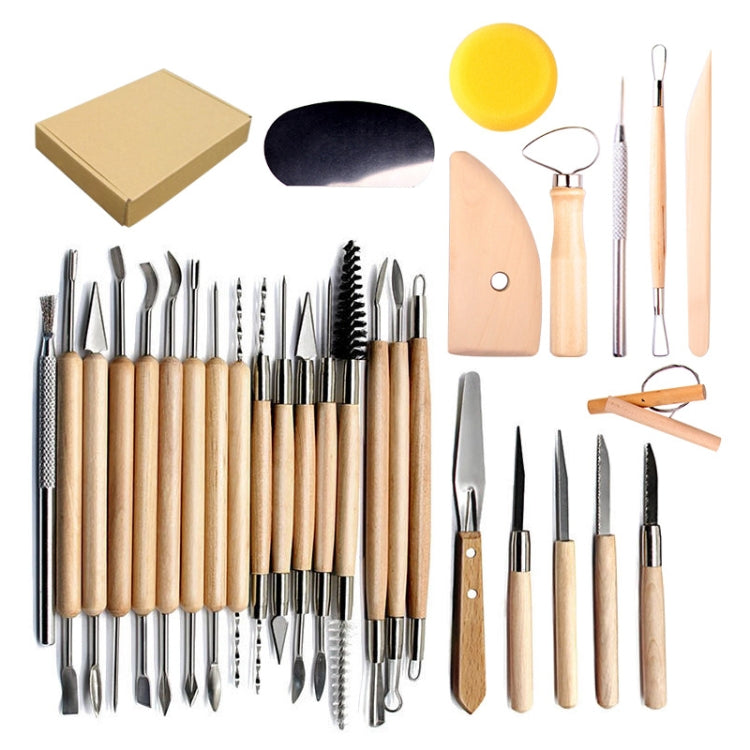 30 In 1 Wooden Pottery Clay Tools Multi-Function Clay Sculpture Tools, Sculpture Tools