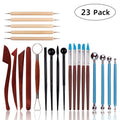 23 In 1 Wooden Clay Plastic Pottery Clay Tool Set Multifunctional Carving Combo Set, Pottery Clay Tool Set