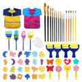 54 In 1 Painting Tool Brush Painting Clothes Sponge Brush Set For Children, Black Brush, Blue Brush, Rose Red Brush