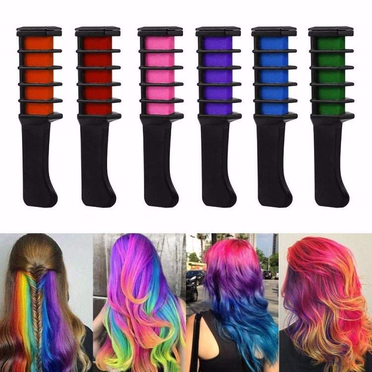 5 PCS Professional 6 Colors Mini Disposable Personal Salon Temporary Hair Dye Comb Crayons Hair Dyeing Tool, Purple, Orange, Pink, Red, Blue, Green