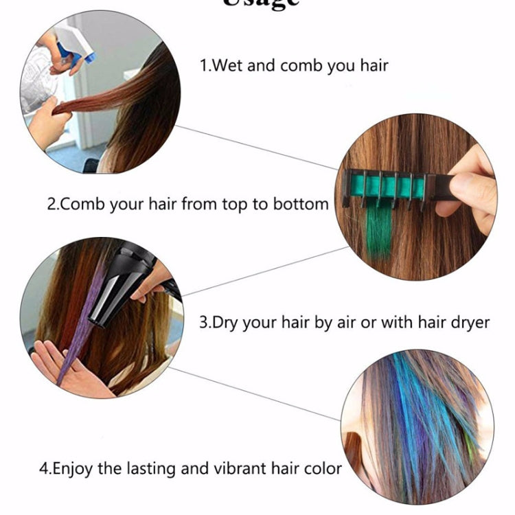 5 PCS Professional 6 Colors Mini Disposable Personal Salon Temporary Hair Dye Comb Crayons Hair Dyeing Tool, Purple, Orange, Pink, Red, Blue, Green