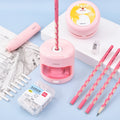Deli Student Electric Stationery Set Desktop Cleaner/Electric Eraser/Electric Pencil Sharpener, Blue, Pink