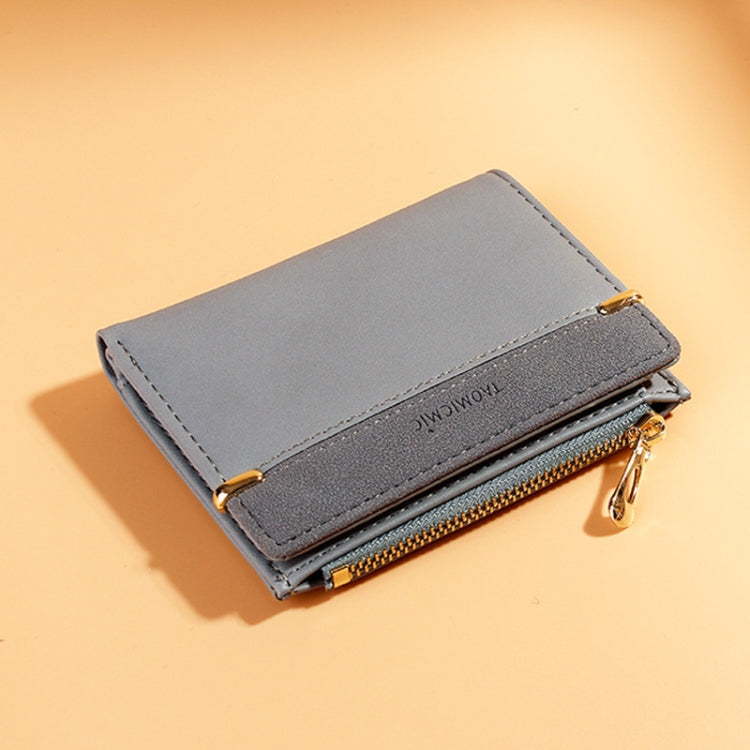 928010 Frosted All-Match Coin Purse Multi-Card Buckle Short Zipper Women Wallet, Gray, Pink, Blue, Milk Tea Color, Black