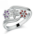 Tricolor Flower Fashion Color Tail Diamond Ring