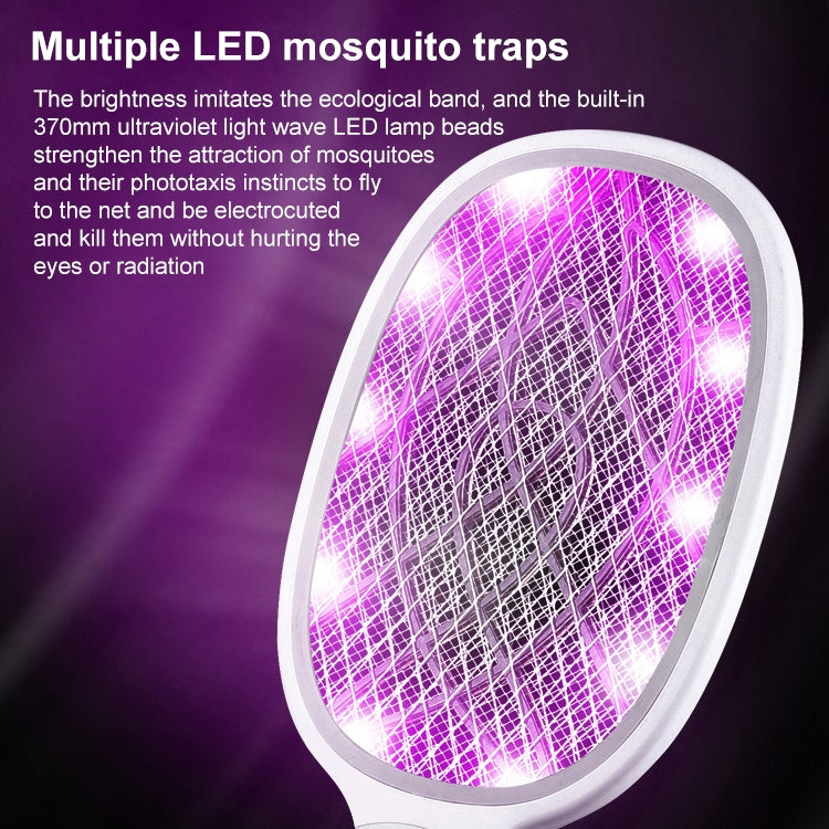 Electrical Mosquito Swatter Mosquito Killer Two-In-One USB Rechargeable Household Electrical Mosquito Swatter, LEDx6 Gray (Base Charging), LEDx6 Purple (Base Charging), LEDx10 Gray (Base Charging), LEDx10 Purple (Base Charging)