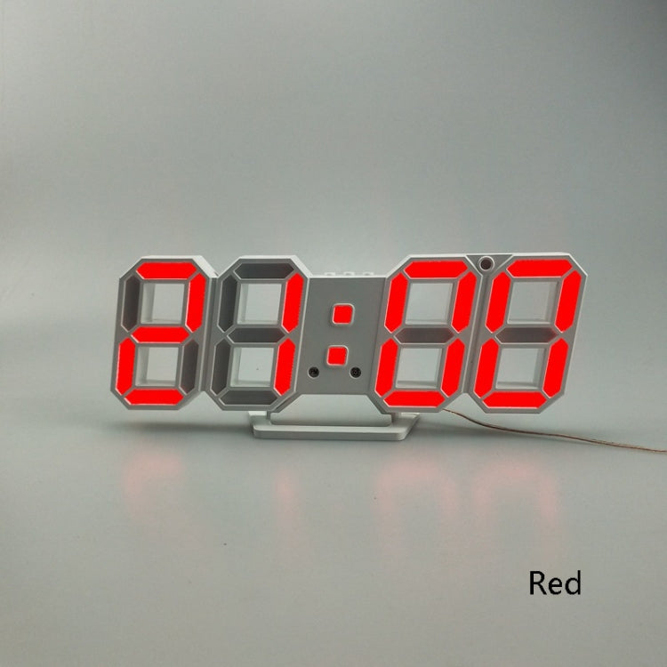 6609 3D Stereo LED Alarm Clock Living Room 3D Wall Clock, Red, Green, Black Frame Blue Light, Black Frame Orange Light, Black Frame Pink Light, Black Frame Green Light, Black Frame Red Light