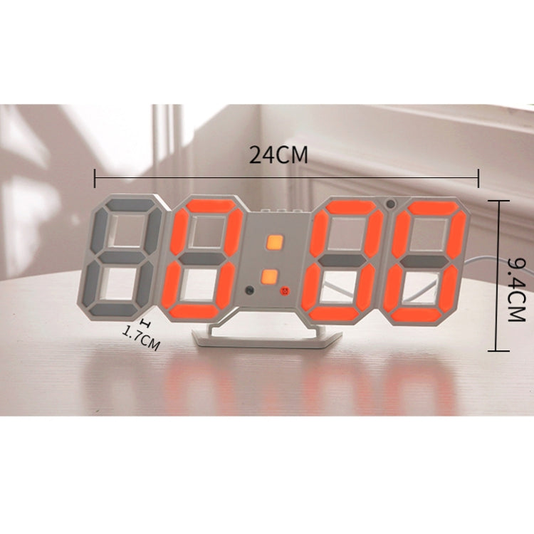 6609 3D Stereo LED Alarm Clock Living Room 3D Wall Clock, Red, Green, Black Frame Blue Light, Black Frame Orange Light, Black Frame Pink Light, Black Frame Green Light, Black Frame Red Light