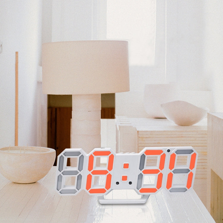 6609 3D Stereo LED Alarm Clock Living Room 3D Wall Clock, Red, Green, Black Frame Blue Light, Black Frame Orange Light, Black Frame Pink Light, Black Frame Green Light, Black Frame Red Light
