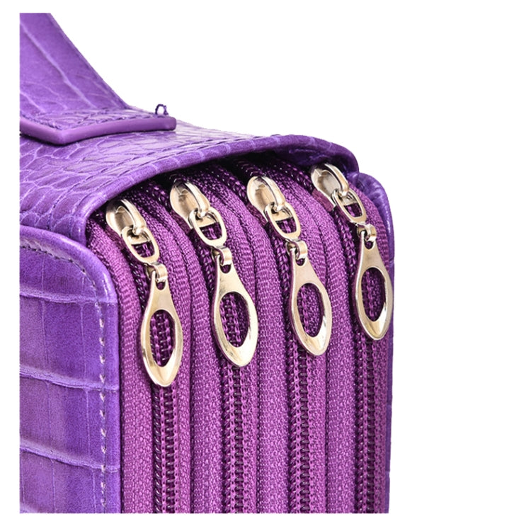 200 Hole Art Painting Pen Storage Bag Large-Capacity Crocodile Pattern PU Pencil Bag, Black, Purple, Brown, Sapphire, Gray, Khaki Rose, Blue Rose, Green Rose, Pink Rose, Rose Red, Lake Blue