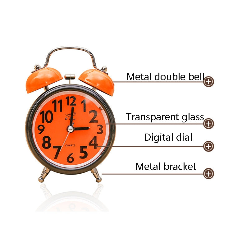 A32 Double Bell Alarm Clock Student Bedside Belt Alarm, Pink, Orange, Light Blue, Light Green