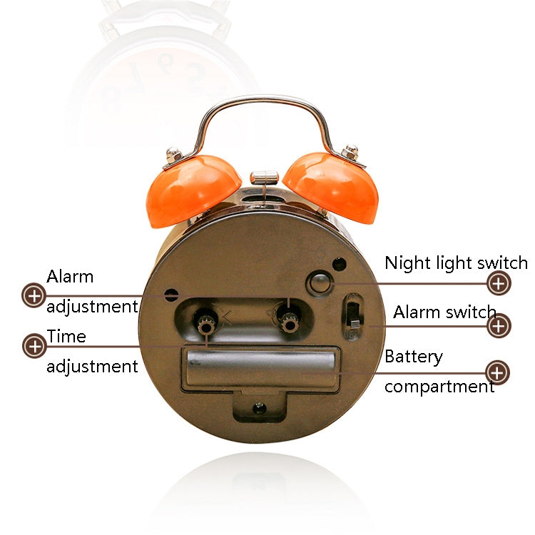 A32 Double Bell Alarm Clock Student Bedside Belt Alarm, Pink, Orange, Light Blue, Light Green