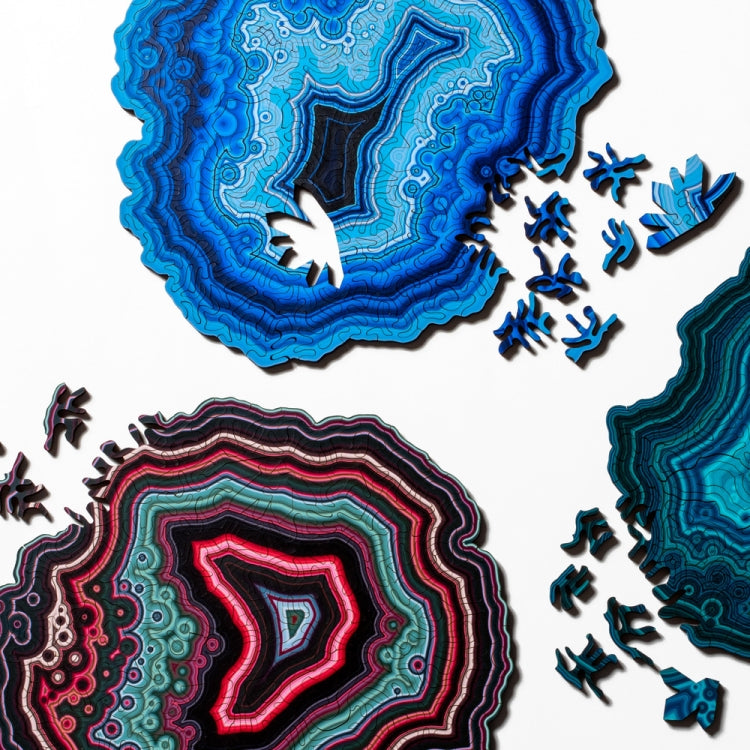 Allotype Agate Puzzle Difficult Wooden Jigsaw Puzzle Toy, Blue, Red, Green, Black, Flower