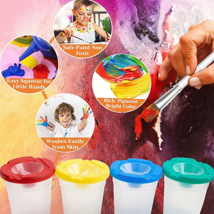 Children Plastic Pen Cup Bristles Graffiti Painting Brush Set, HB-10 + 10, HB-5 + 5 Light Colors, HB-5 + 5 Dark