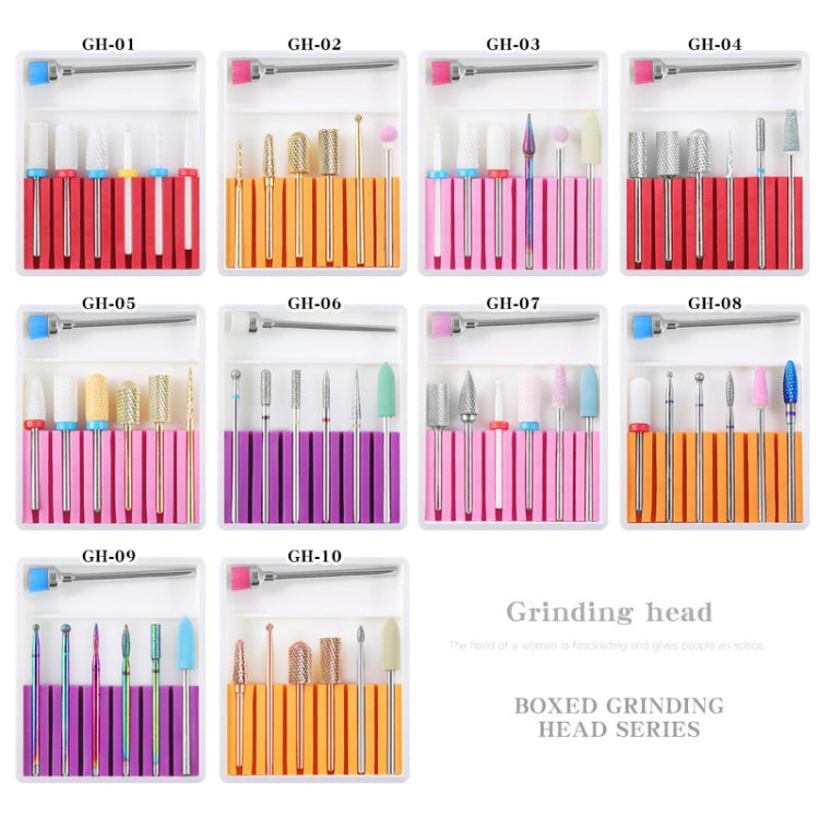 Nail Art Ceramic Tungsten Steel Alloy Grinding Heads Set Grinder Polishing Tool, GH-01, GH-02, GH-03, GH-04, GH-05, GH-06, GH-07, GH-08, GH-09, GH-10