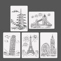 Painting Template Theme City A4 Label Template, Tower System (5pcs / Set), Sailing Line(5pcs / Set), 1 Paris Tower, 2 London Bridge, 3 Pisa Tower, 4 Big Ben, 5 Taj Mahal, 6 White House, 7 Castle, 8 Five-storied Pagoda, 9 Sydney, 10 Sailing Hotel