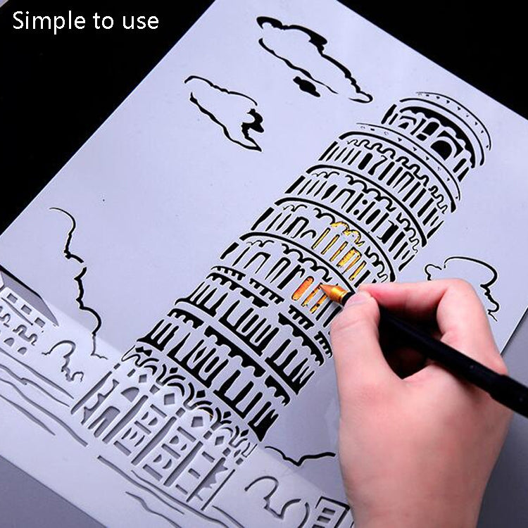 Painting Template Theme City A4 Label Template, Tower System (5pcs / Set), Sailing Line(5pcs / Set), 1 Paris Tower, 2 London Bridge, 3 Pisa Tower, 4 Big Ben, 5 Taj Mahal, 6 White House, 7 Castle, 8 Five-storied Pagoda, 9 Sydney, 10 Sailing Hotel
