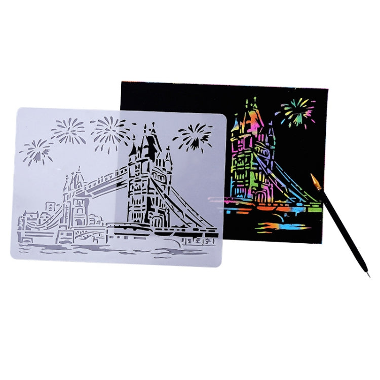 Painting Template Theme City A4 Label Template, Tower System (5pcs / Set), Sailing Line(5pcs / Set), 1 Paris Tower, 2 London Bridge, 3 Pisa Tower, 4 Big Ben, 5 Taj Mahal, 6 White House, 7 Castle, 8 Five-storied Pagoda, 9 Sydney, 10 Sailing Hotel