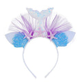 Rainbow Mermaid Headband Children Party Hair Accessories Net Gauze Flower Animal Hair Accessories, White, Blue, Plum Red, Orange, Colorful, Purple, Pink
