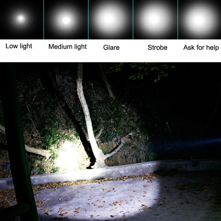 Outdoor LED T6 Strong Light Rechargeable Flashlight Car Safety Hammer Multi-Function Aelf-Defense Flashlight