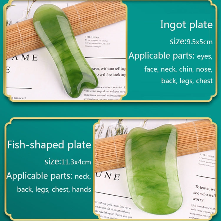 Resin Scraping Sheet Massage Facial Tendon Stick Beauty Salon Shave Board Acupuncture Pen, Color Classification: Amber Ingot Board, Amber Ingot Board, Amber Fish Plate, Amber Relaxing Stick, Amber Point Stick, Amber Meridiary Comb, Amber Triangle      ...