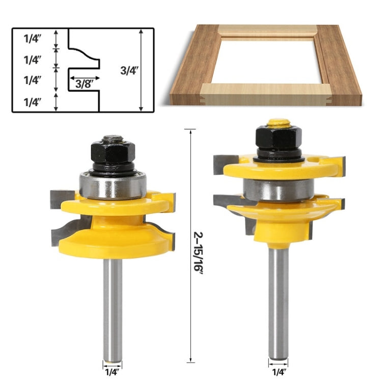 3 PCS/Set 1/4 Handle Household Mortise Joint Cutter Woodworking Engraving Milling Cutter, 3 PCS/Set 1/4 Handle