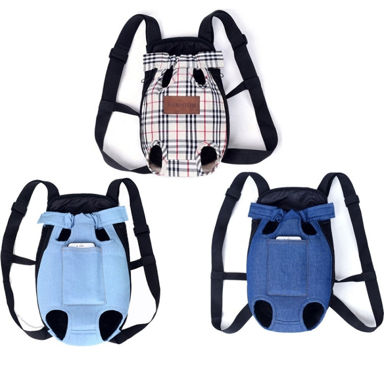 Dog Going Out Foldable On Chest Backpack Pet Carrier Bag, Blue Denim (Four Seasons)