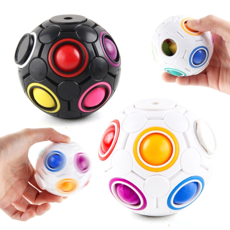 2 PCS Gyro Rainbow Ball Fingertip Decompression 10-Hole Magic Square Toys, 2 PCS(White), 2 PCS(Black )