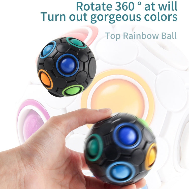 2 PCS Gyro Rainbow Ball Fingertip Decompression 10-Hole Magic Square Toys, 2 PCS(White), 2 PCS(Black )