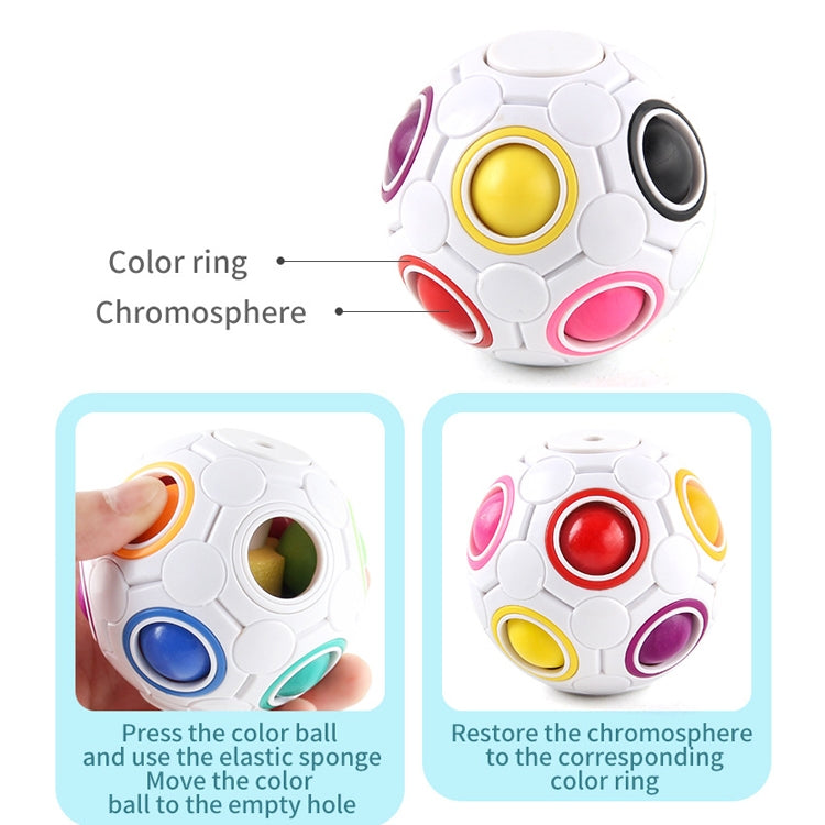 2 PCS Gyro Rainbow Ball Fingertip Decompression 10-Hole Magic Square Toys, 2 PCS(White), 2 PCS(Black )