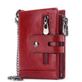 RFID Anti-Theft Swipe Wallet Tri-Fold Multi-Card Slot Crazy Horse Leather Men Leather Wallet