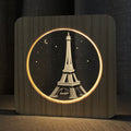 FS-A2821-02W Eiffel Tower Shape USB Solid Wood Table Lamp LED Night Light, Eiffel Tower