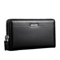 LEINASEN A80 Multi-Card Men Hand Bag Double Zip Big Capacity Wallet, Brown, Black