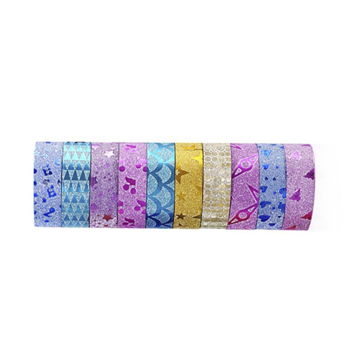 10 in 1 15mmx3m Gold Onion Tape Decorative Stickers Handmade Decorative Material Tape Color Random Delivery, Pure Color, Pattern