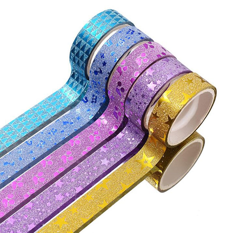 10 in 1 15mmx3m Gold Onion Tape Decorative Stickers Handmade Decorative Material Tape Color Random Delivery, Pure Color, Pattern