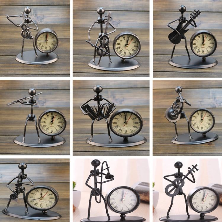 Iron Stainless Steel Small Table Clock Retro Personality Clock Birthday Gift, C61 Violin Clock, C62 Cello Clock, C63 Flute Clock, C64 Accordion Clock, C66 Trombone Clock, C67 French Horn Clock, C68 Guitar Clock, C69 Saxophone Clock, C70 Bes Clock