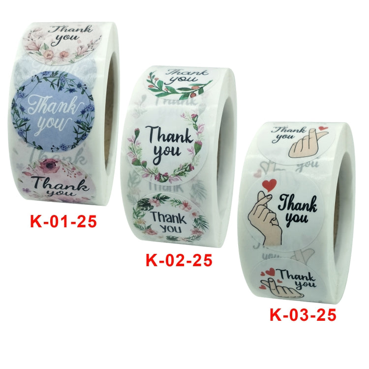 10 Rolls Thank You Floral Sticker Wedding Gift Decoration Sticker, K-03-25h