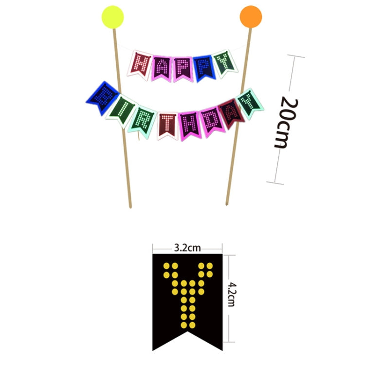 Fluorescent Party Decorations Fluorescent Letters Birthday Pull Flag Cake Insert Balloon Set, 54 In 1, 43 In 1