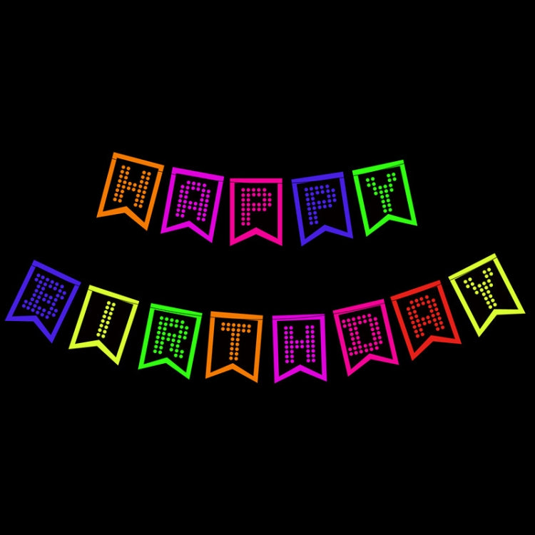 Fluorescent Party Decorations Fluorescent Letters Birthday Pull Flag Cake Insert Balloon Set, 54 In 1, 43 In 1