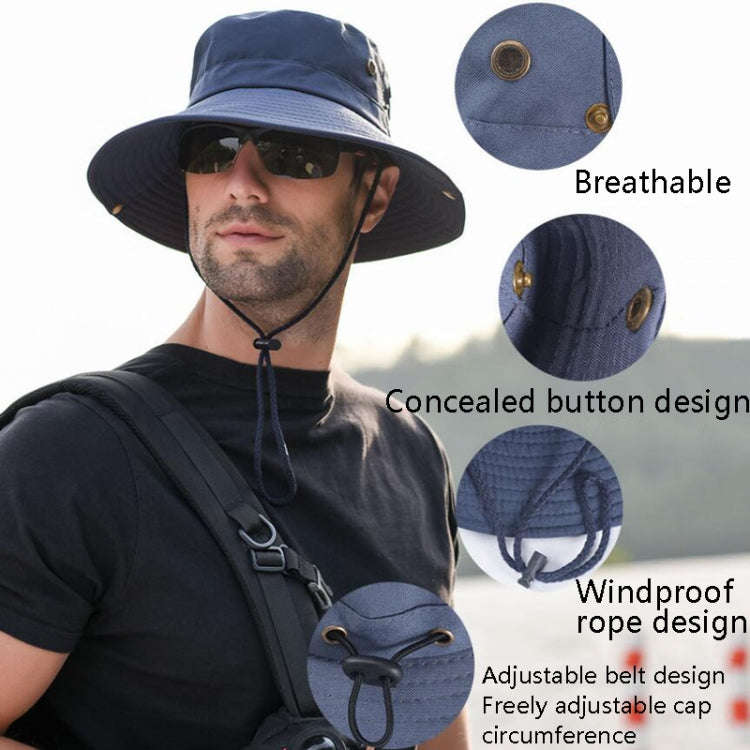 Outdoor Sun Hat Hiking Big Brim Breathable Sunscreen Fisherman Hat, Navy, Beige, Green Gray, Dark Gray, Brown, Khaki, Black